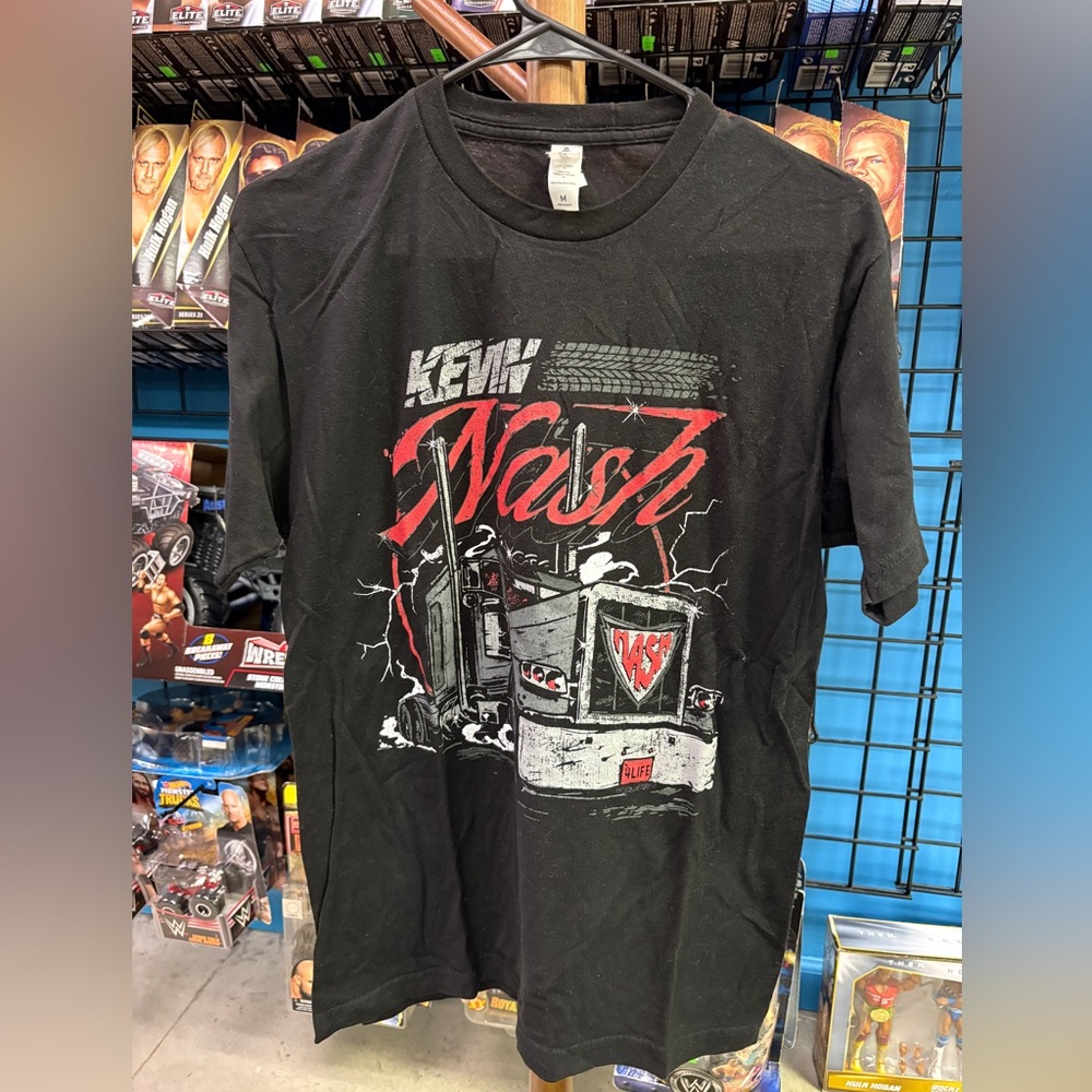 Kevin Nash WWE Black Graphic T-Shirt with Red and White Design